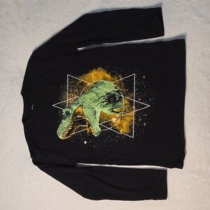 Children's Place Boys Black Dino Trex Longsleeve Shirt Size 10 12